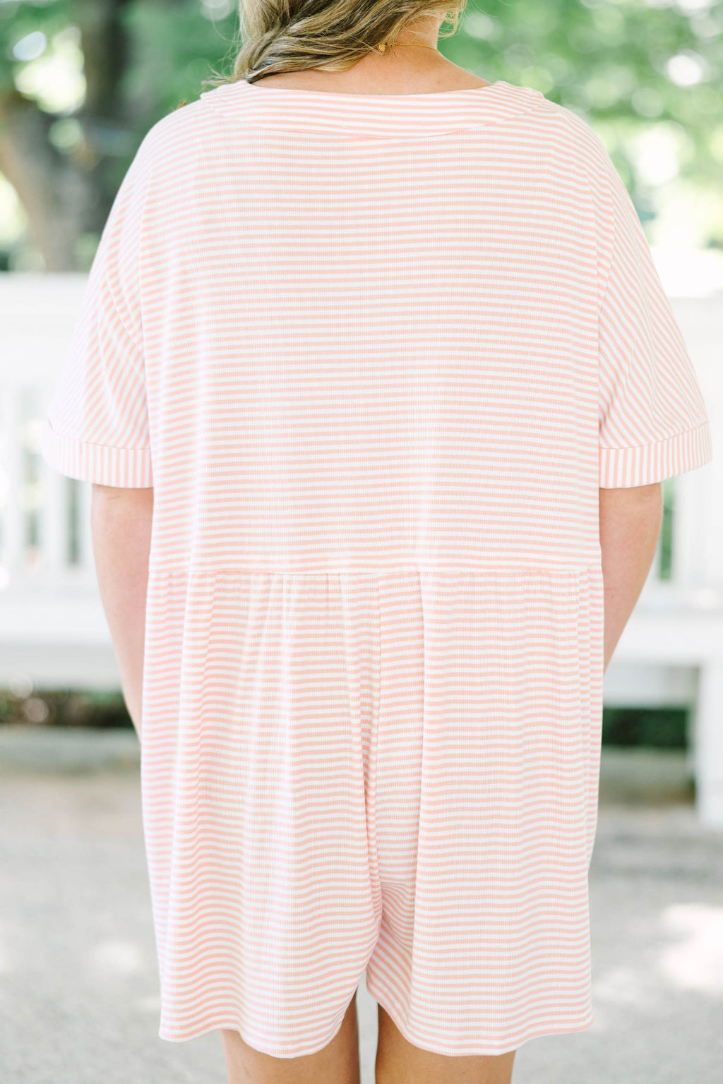 Throw On And Go Romper, Pink Stripe