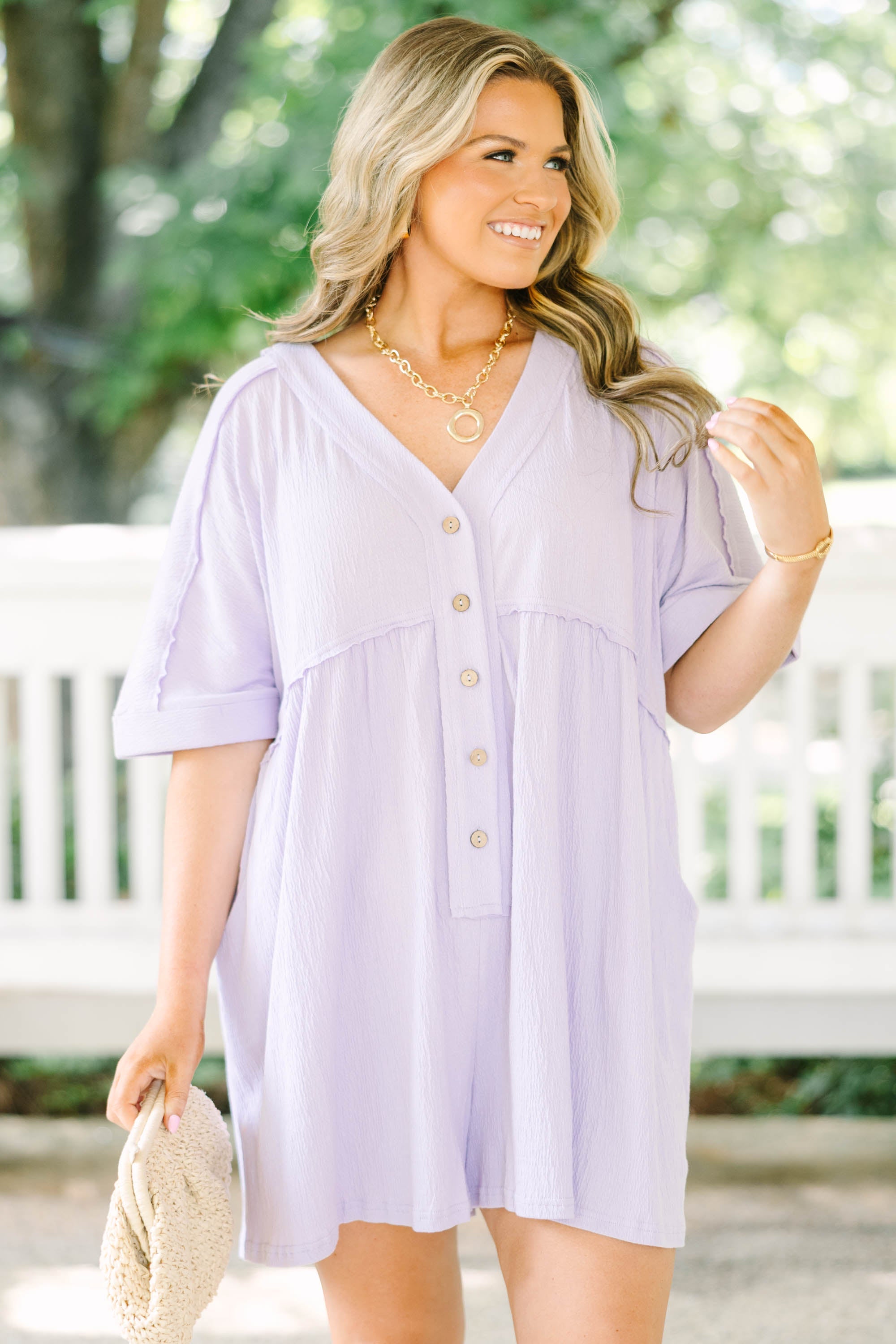 Throw On And Go Romper, Purple