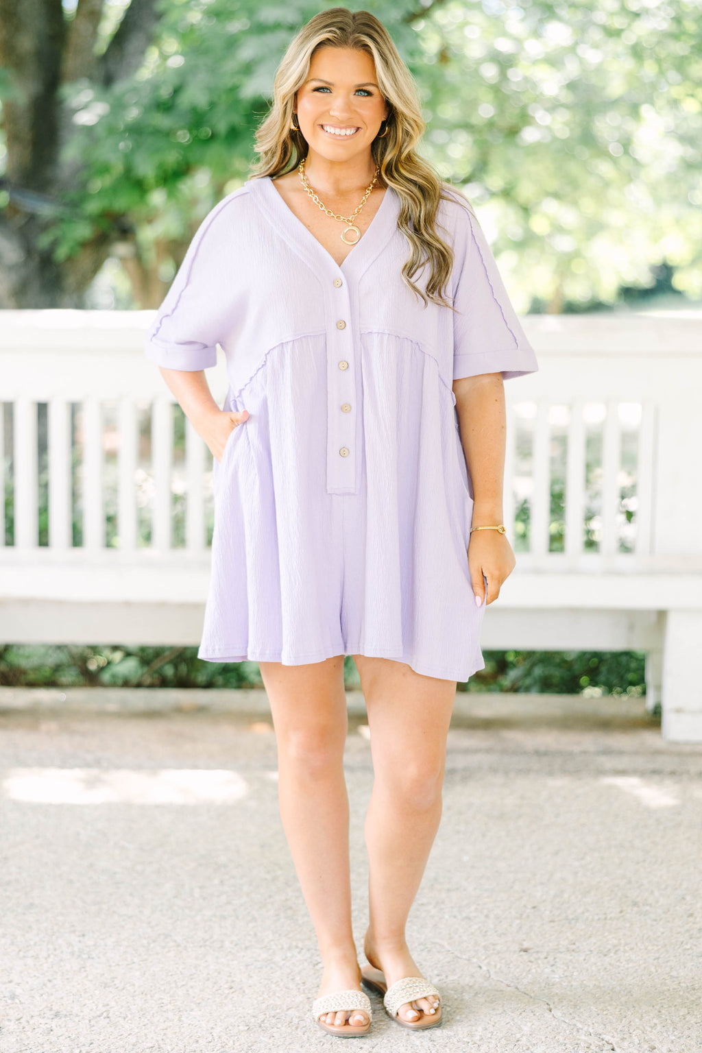 Throw On And Go Romper, Purple