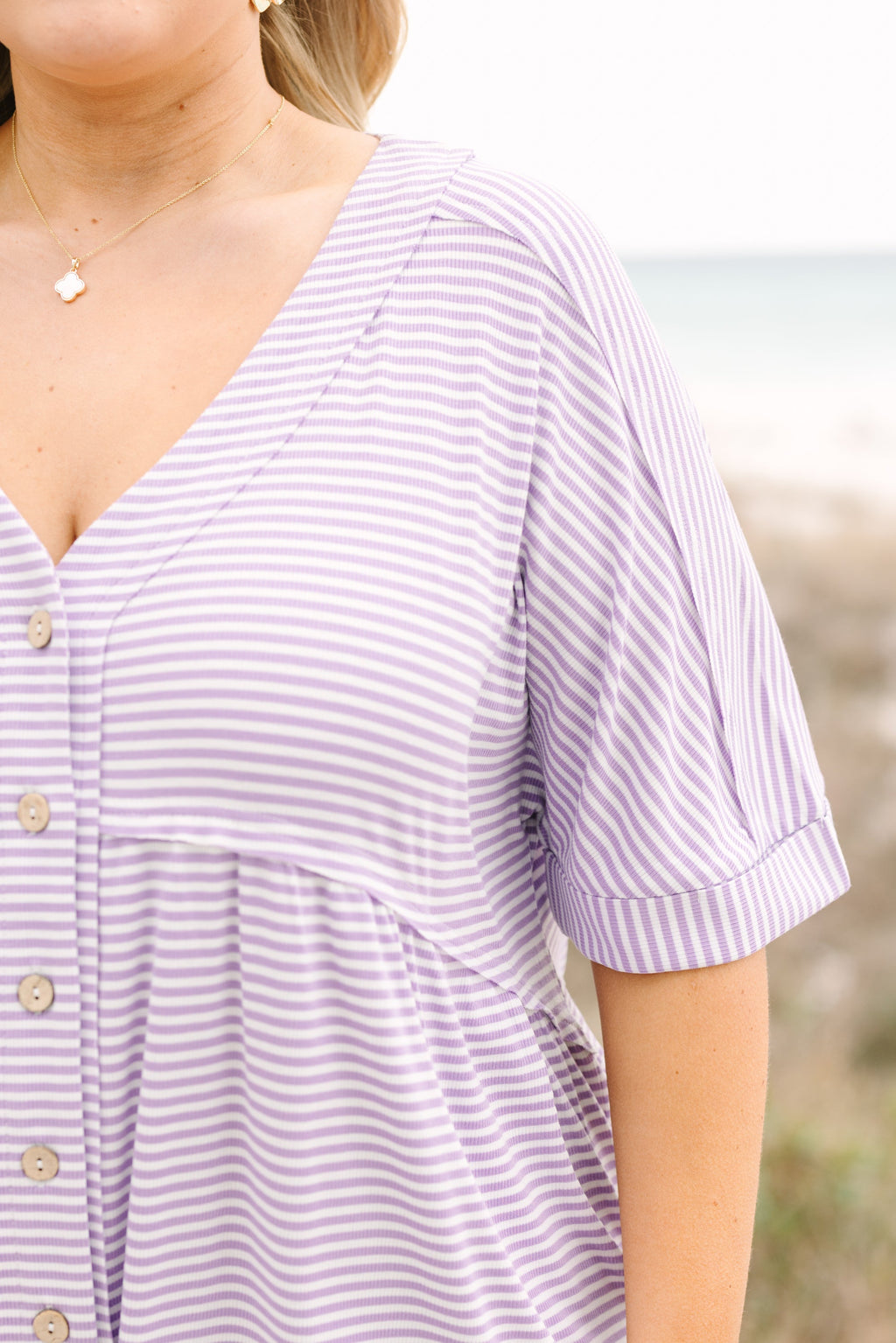 Throw On And Go Romper, Purple Stripe