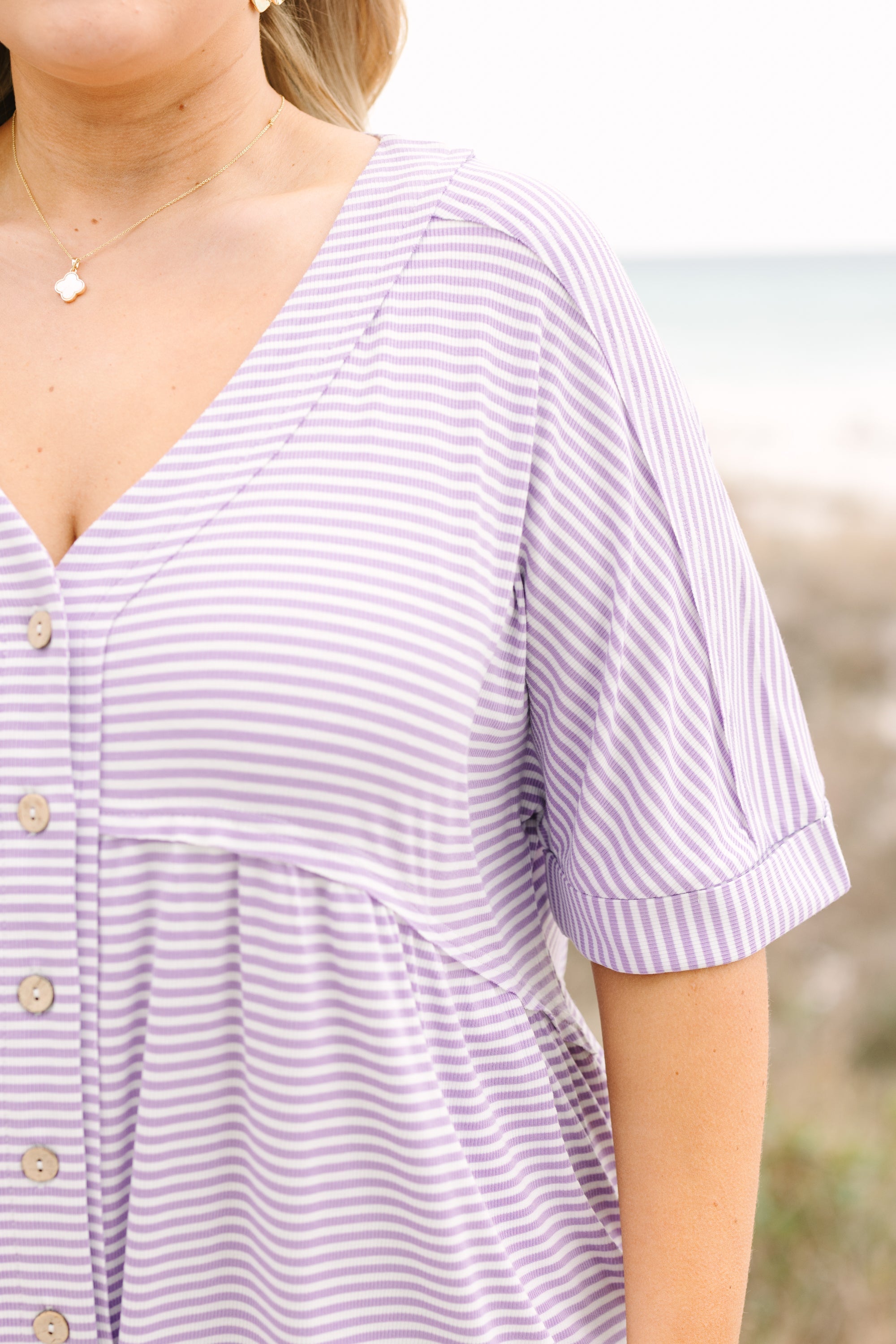 Throw On And Go Romper, Purple Stripe