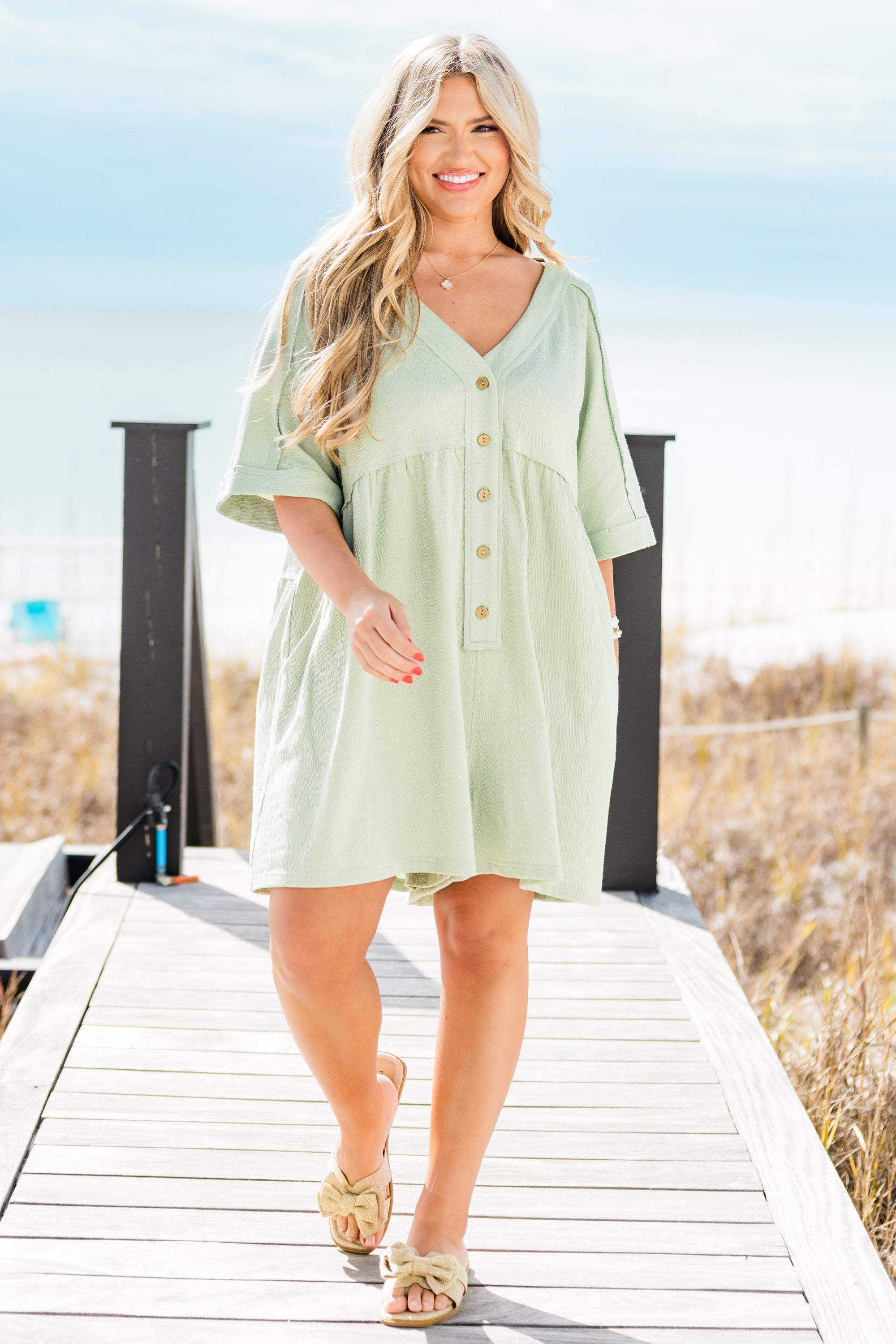 Throw On And Go Romper, Sage