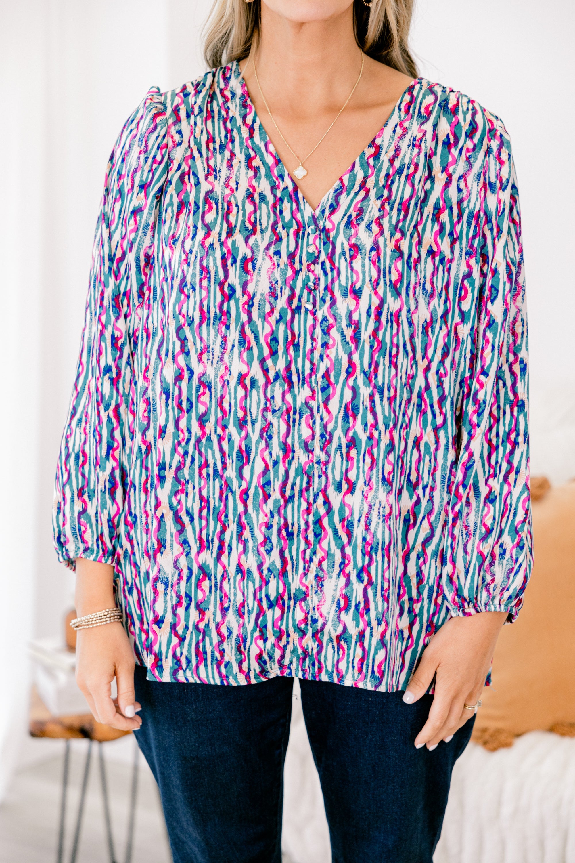 Timeless Flow Top, Jade Multi