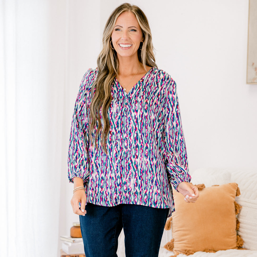 Timeless Flow Top, Jade Multi