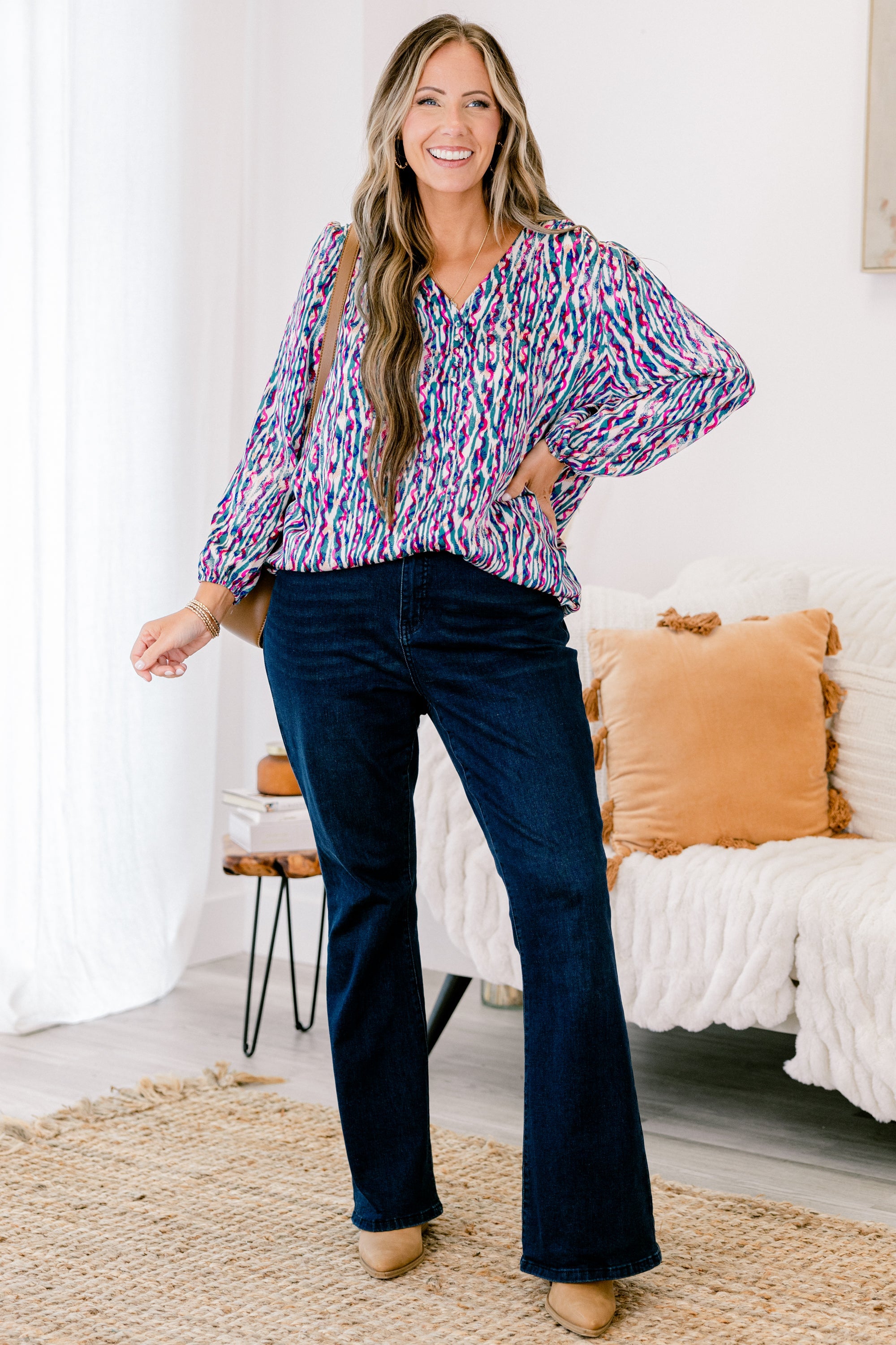 Timeless Flow Top, Jade Multi