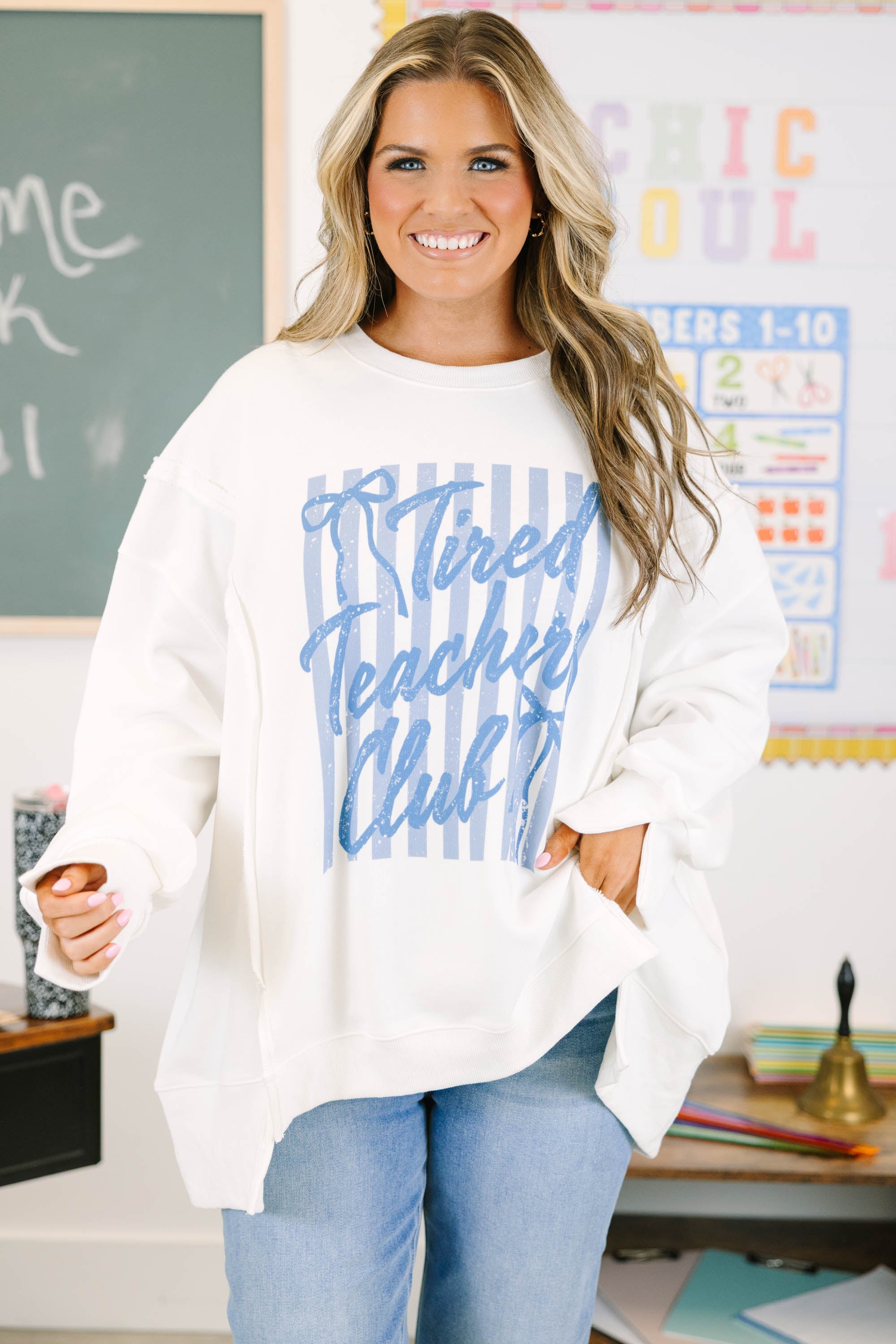 Tired Teachers Club Comfy Crew, Ivory