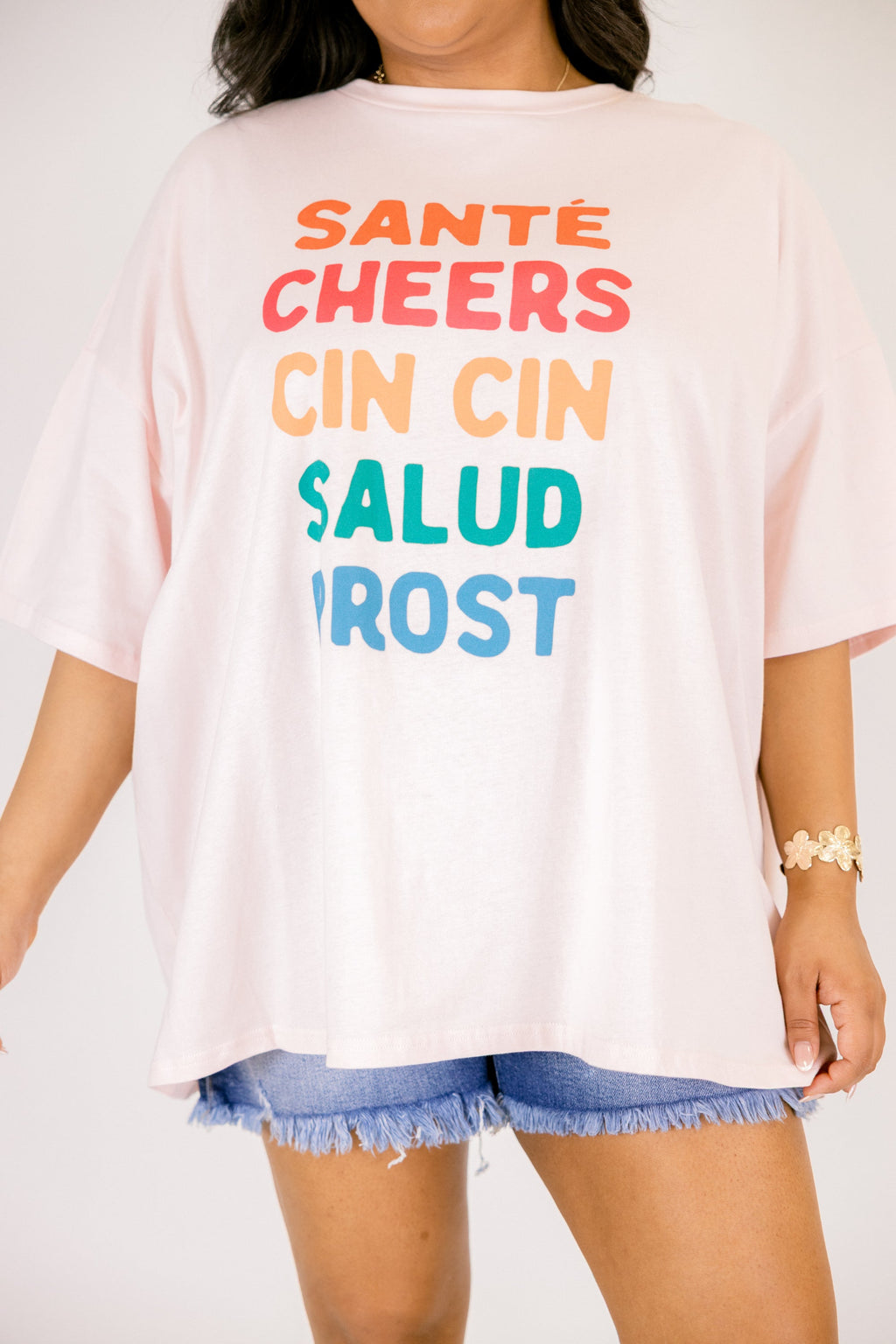 Toast to You Boyfriend Tee, Cream Pink