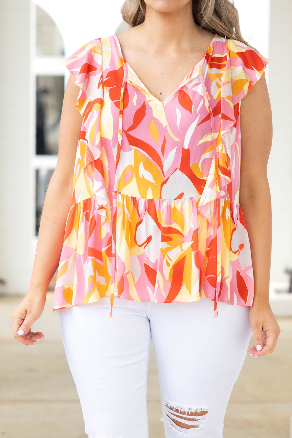 Too Busy For You Top, Red Multi