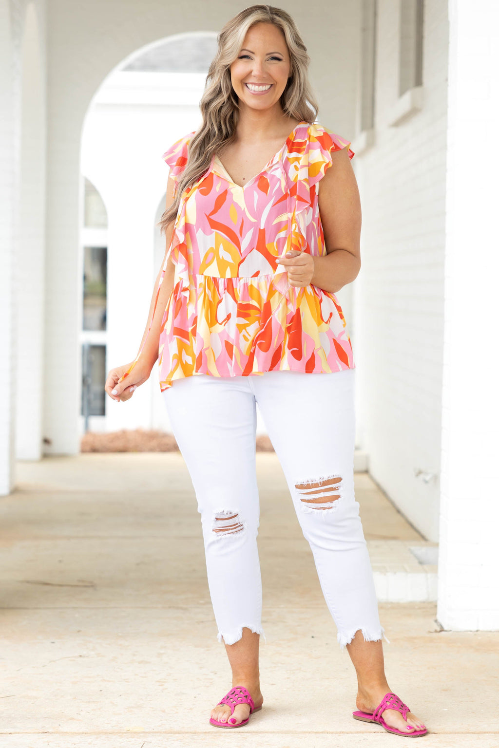 Too Busy For You Top, Red Multi