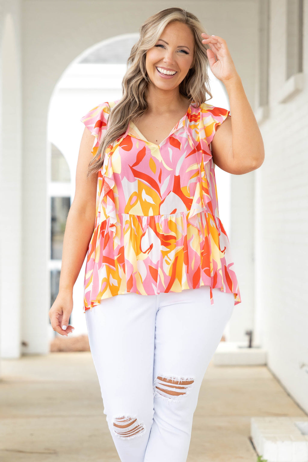 Too Busy For You Top, Red Multi