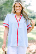 Treading Lightly Top, Blue Gingham