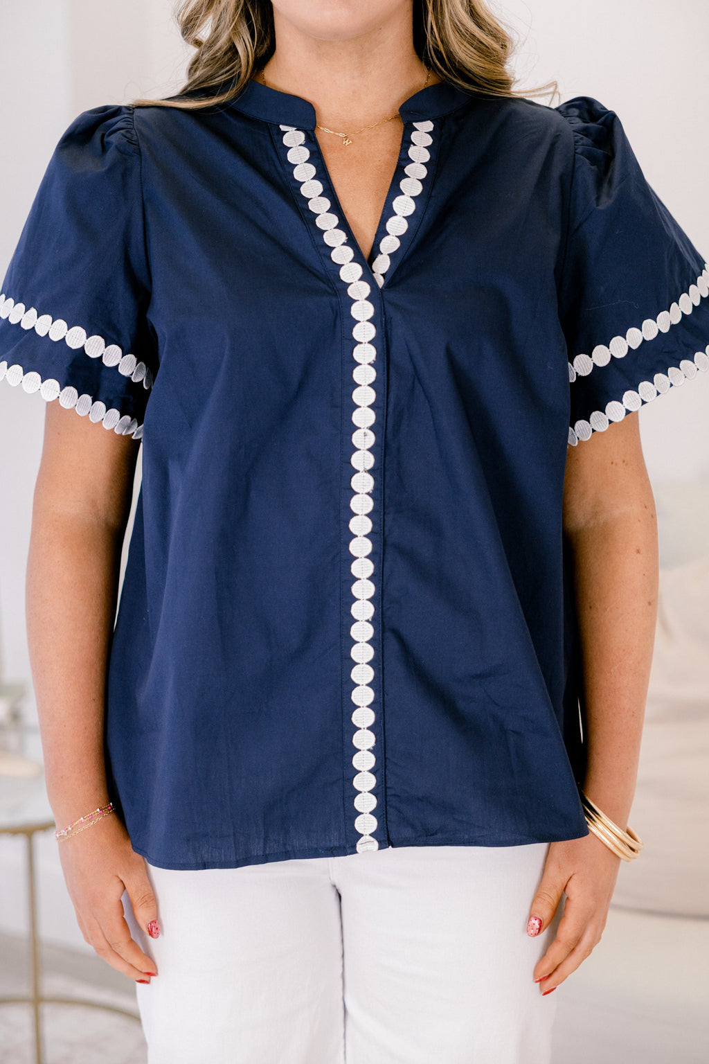 Treading Lightly Top, Navy