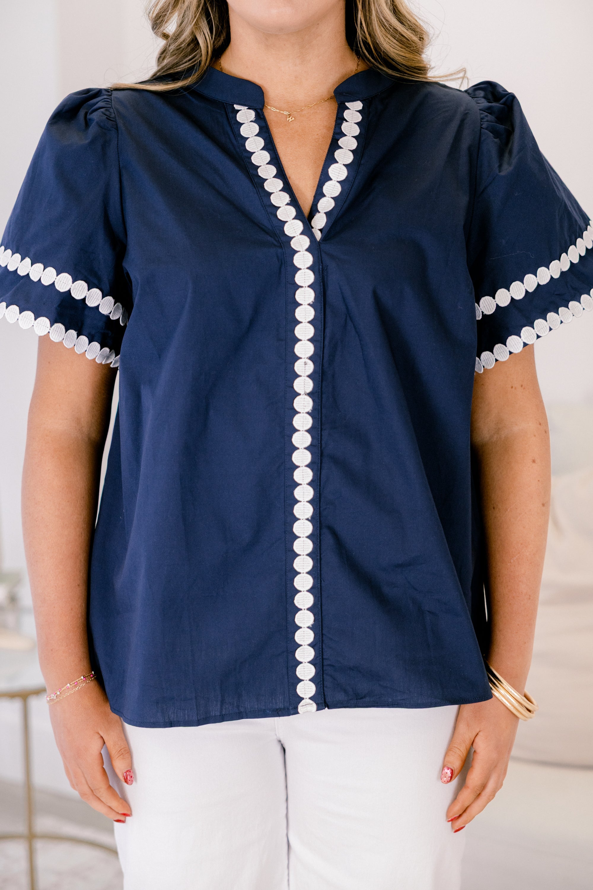 Treading Lightly Top, Navy