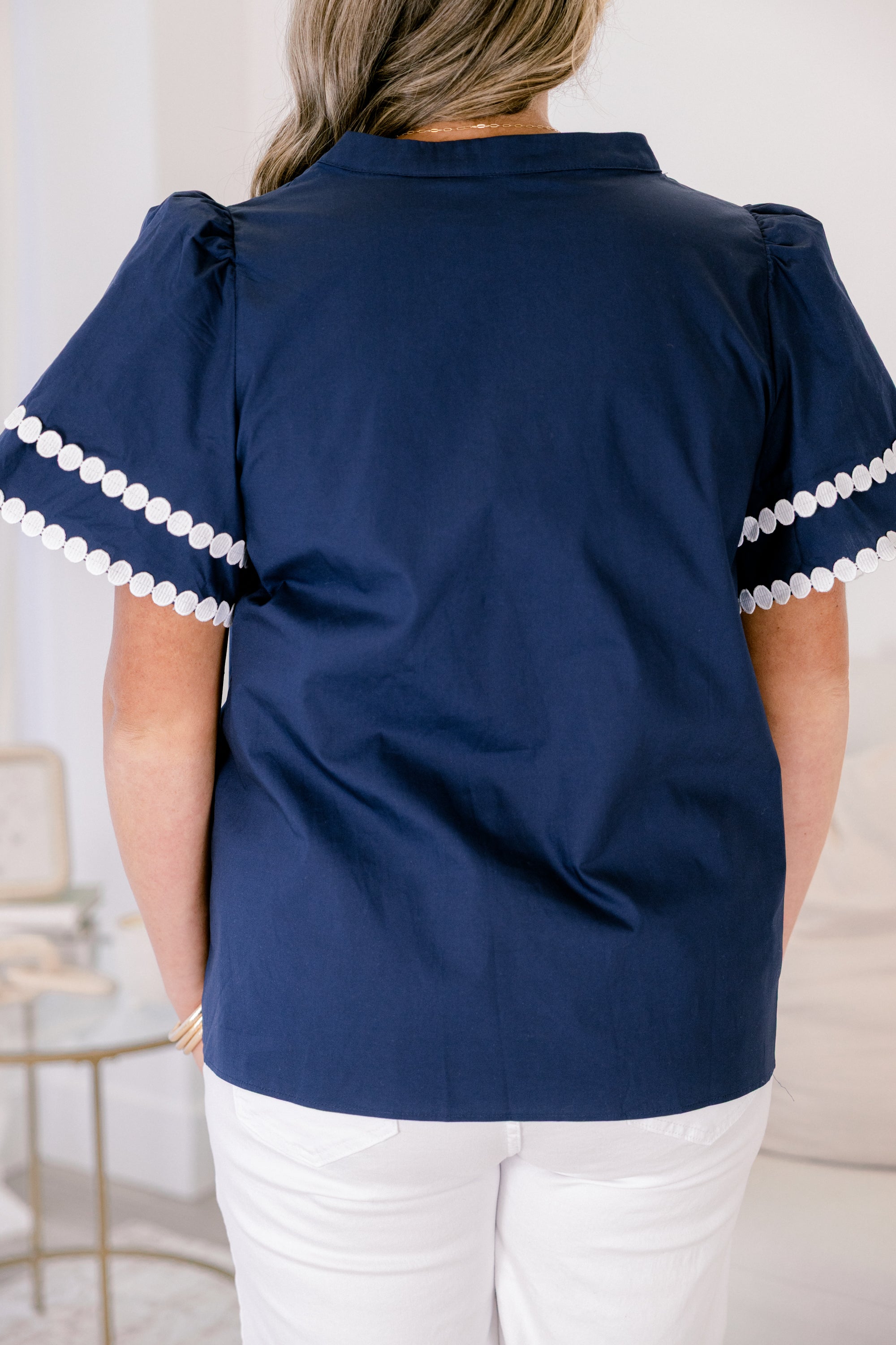 Treading Lightly Top, Navy