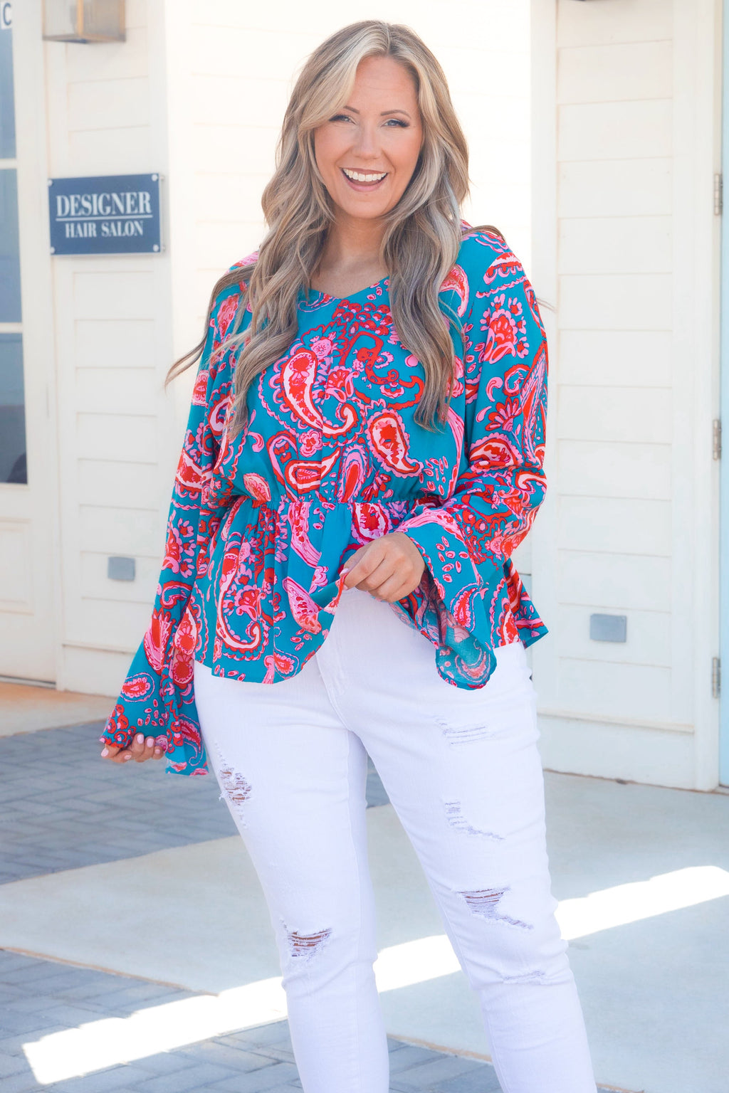 Treating Me Well Top, Teal Multi