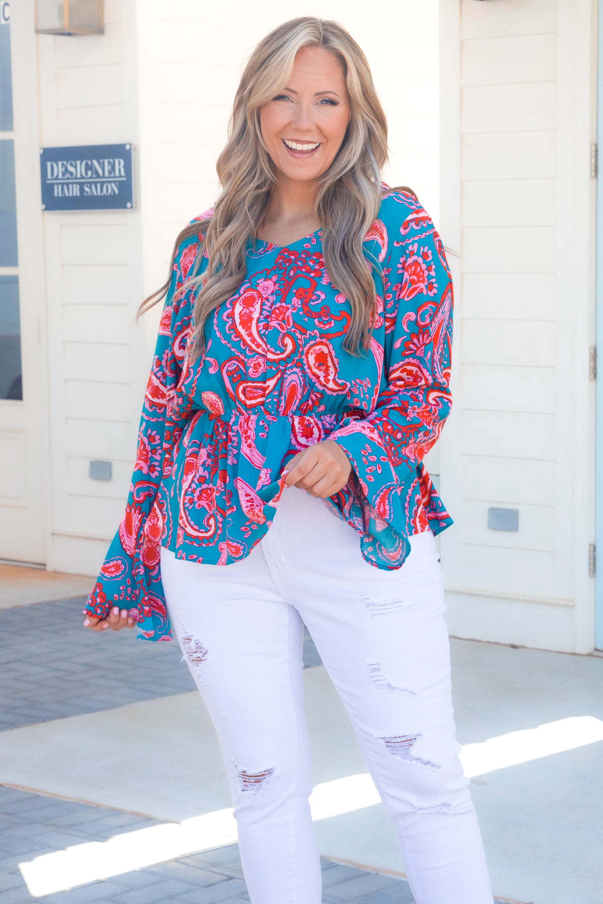 Treating Me Well Top, Teal Multi