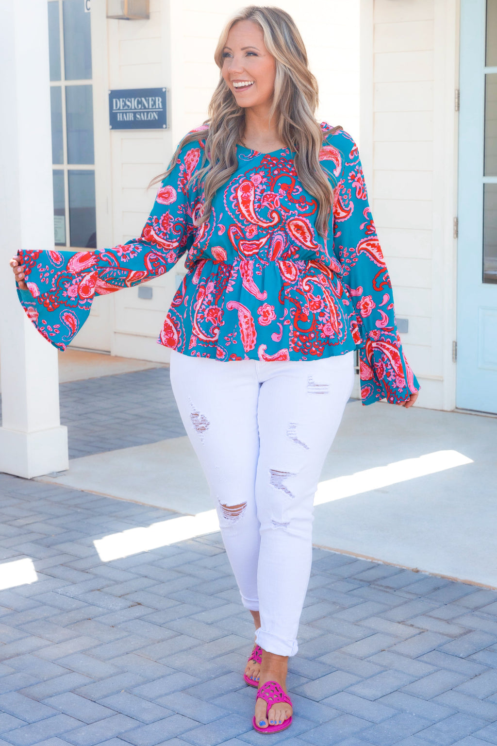 Treating Me Well Top, Teal Multi