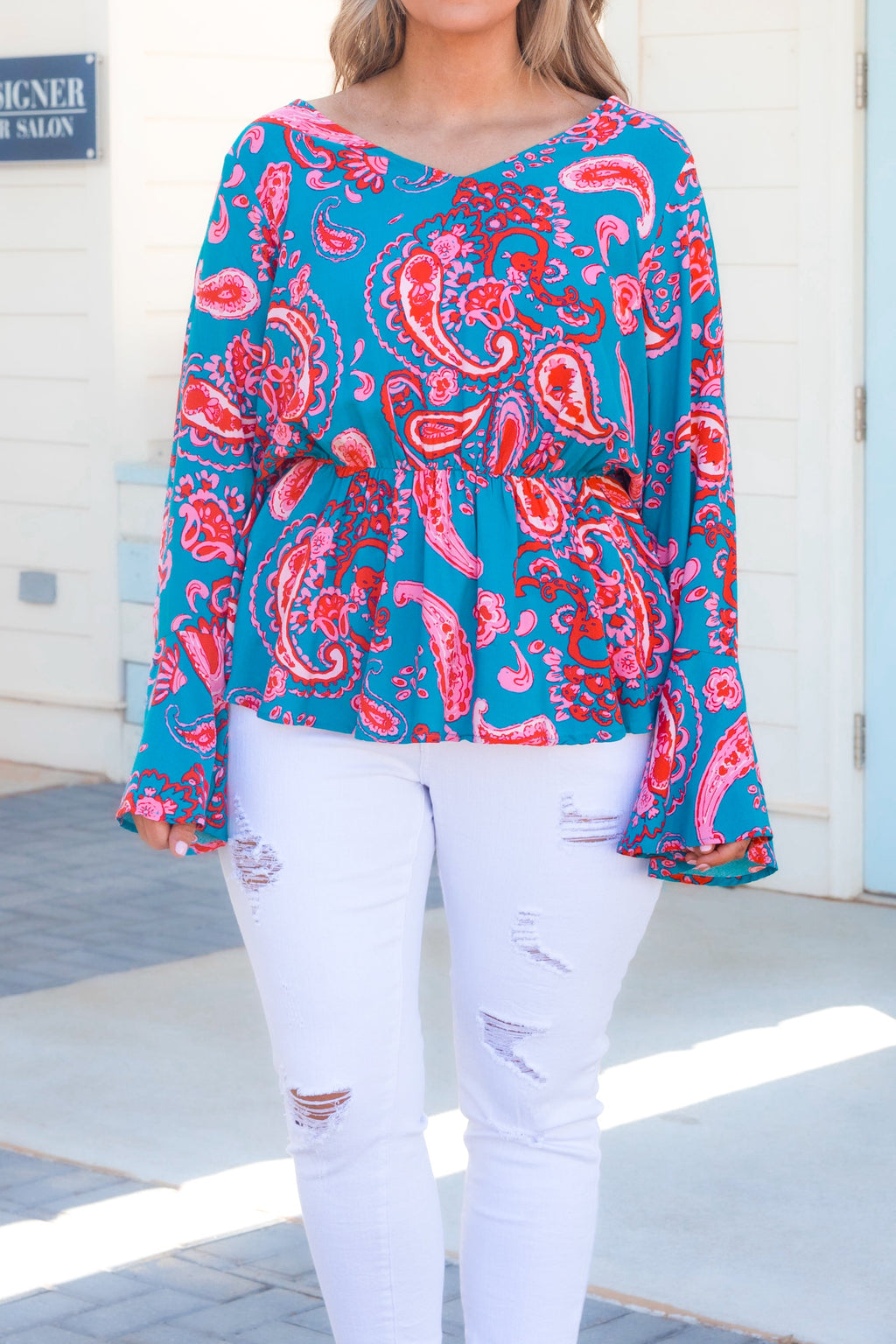Treating Me Well Top, Teal Multi