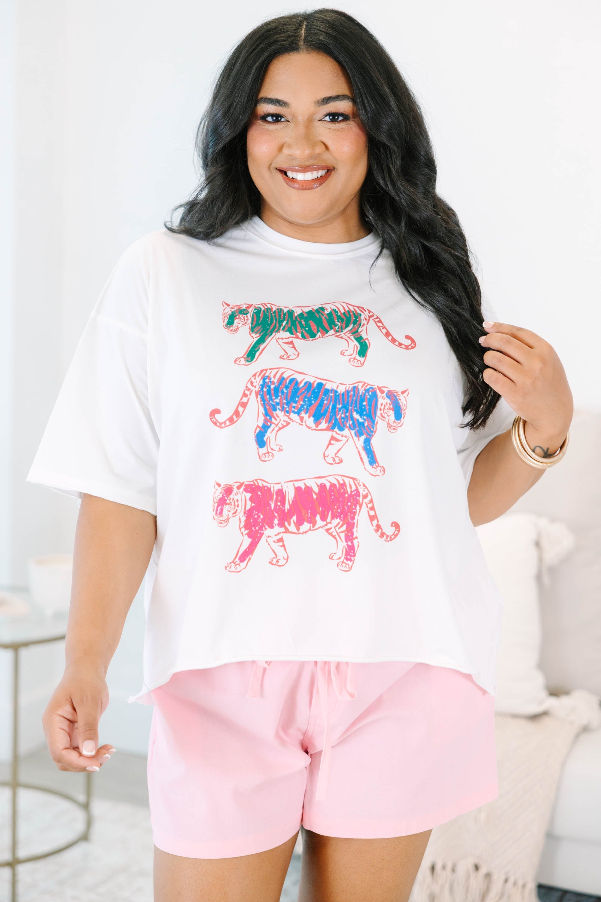 Trendy Tiger Vintage Wash Tee, White