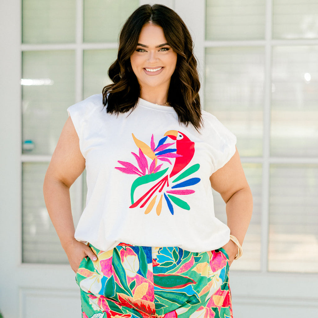 Tropical Love Top, White