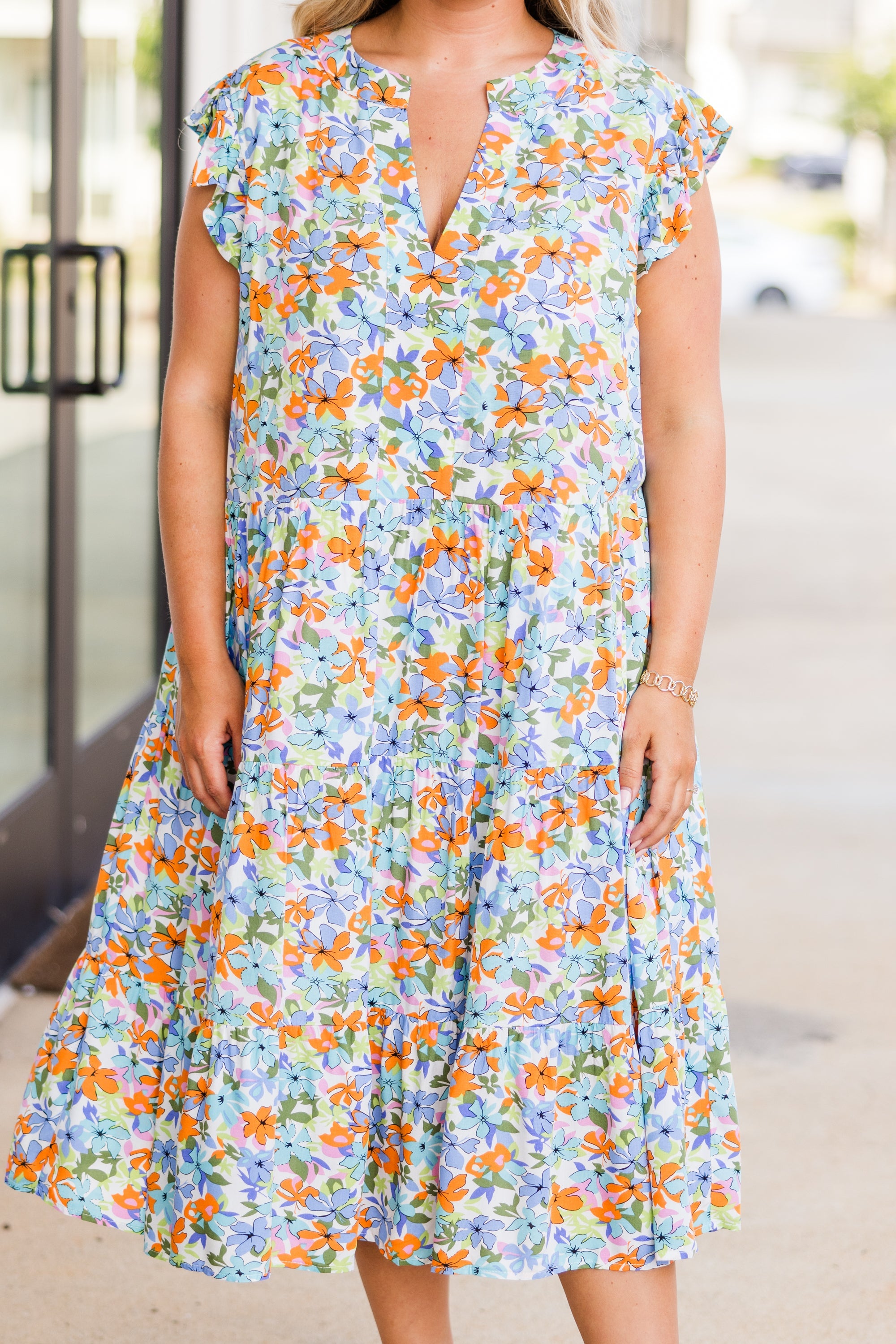 Tropical Oasis Midi Dress, Blue