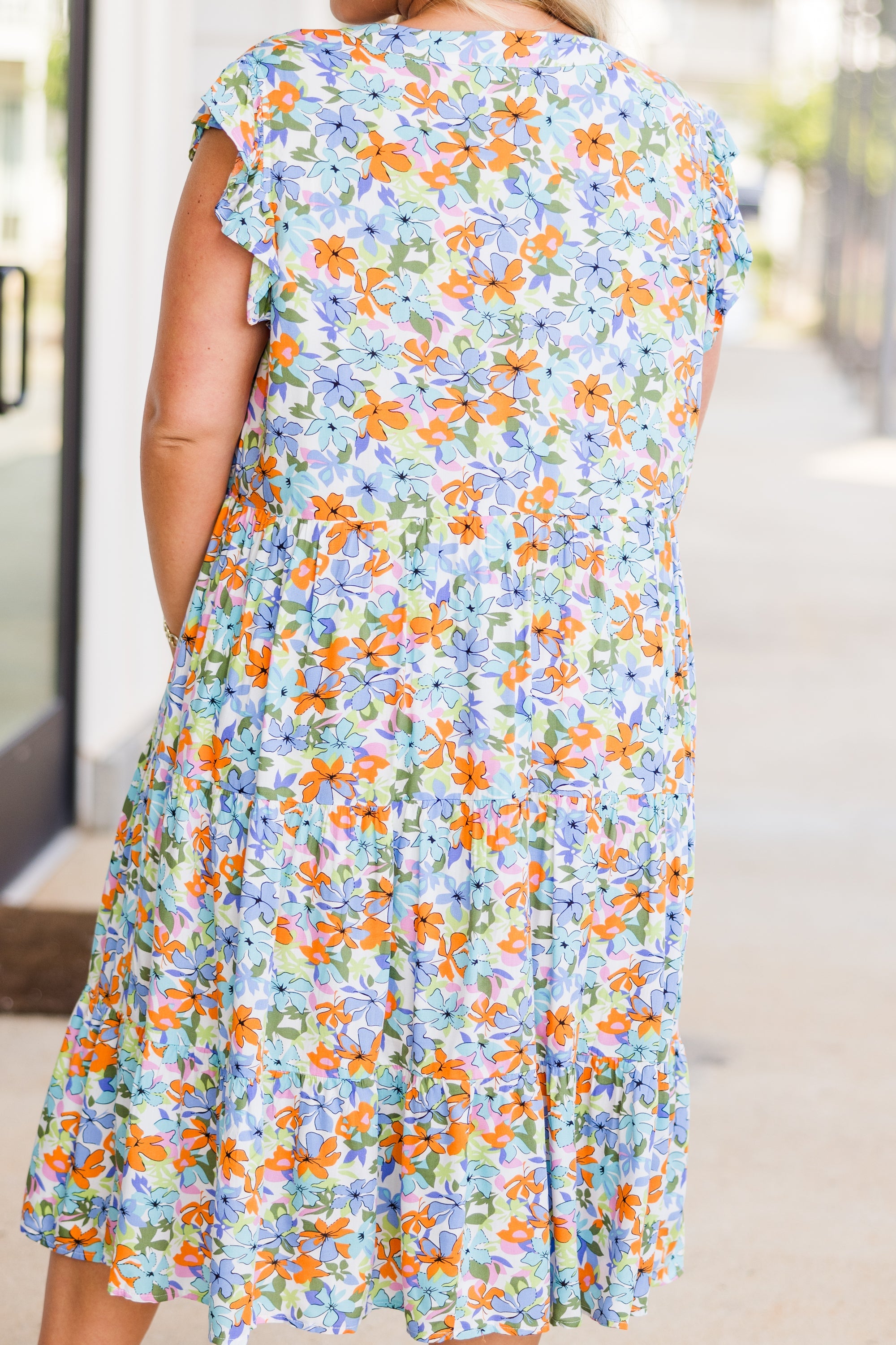 Tropical Oasis Midi Dress, Blue