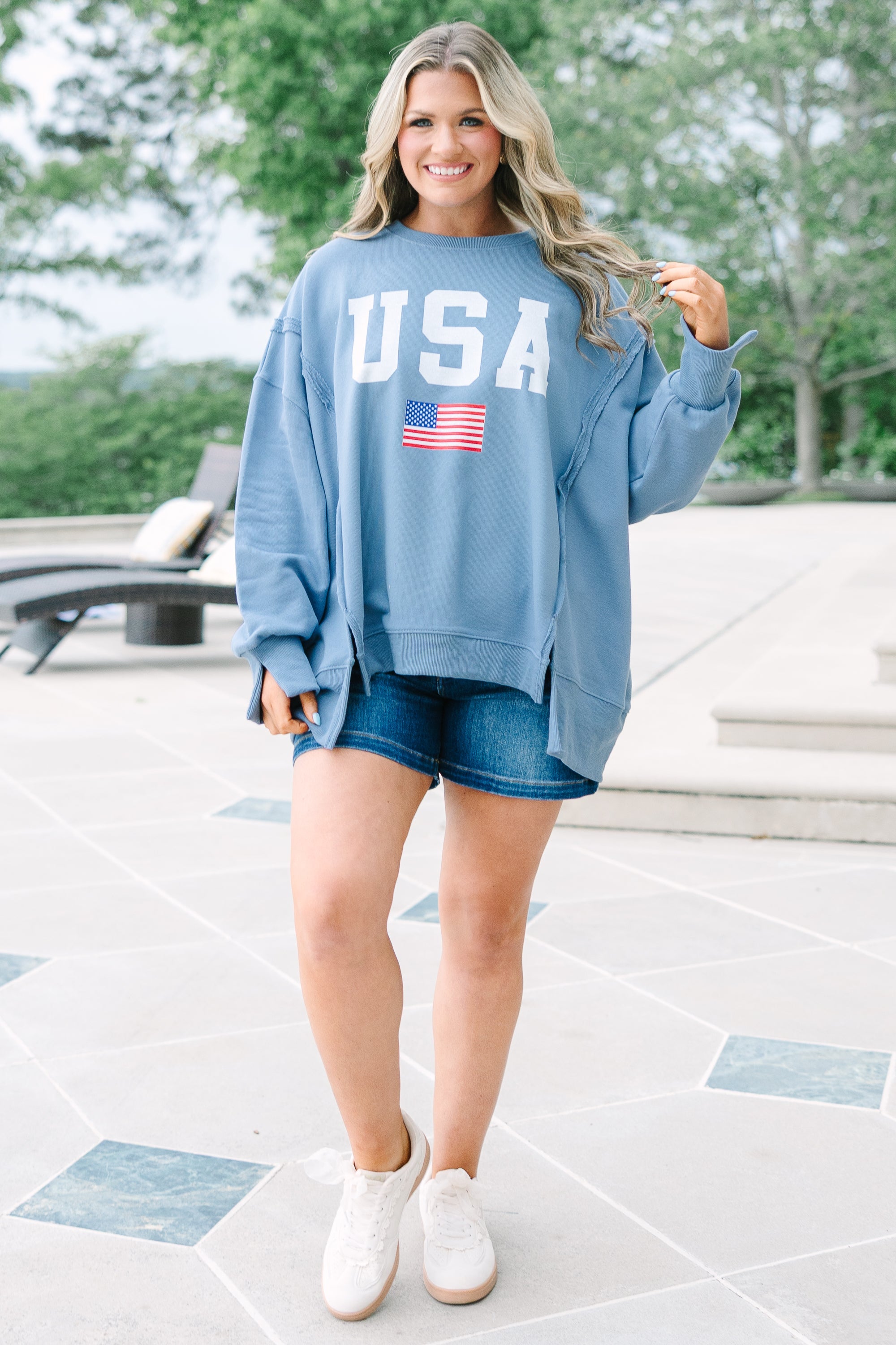 True American Spirit Comfy Crew, Denim