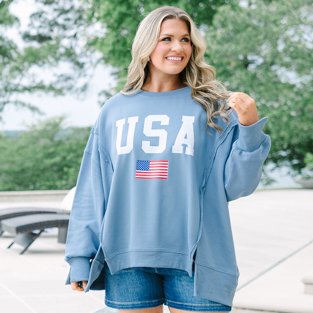 True American Spirit Comfy Crew, Denim