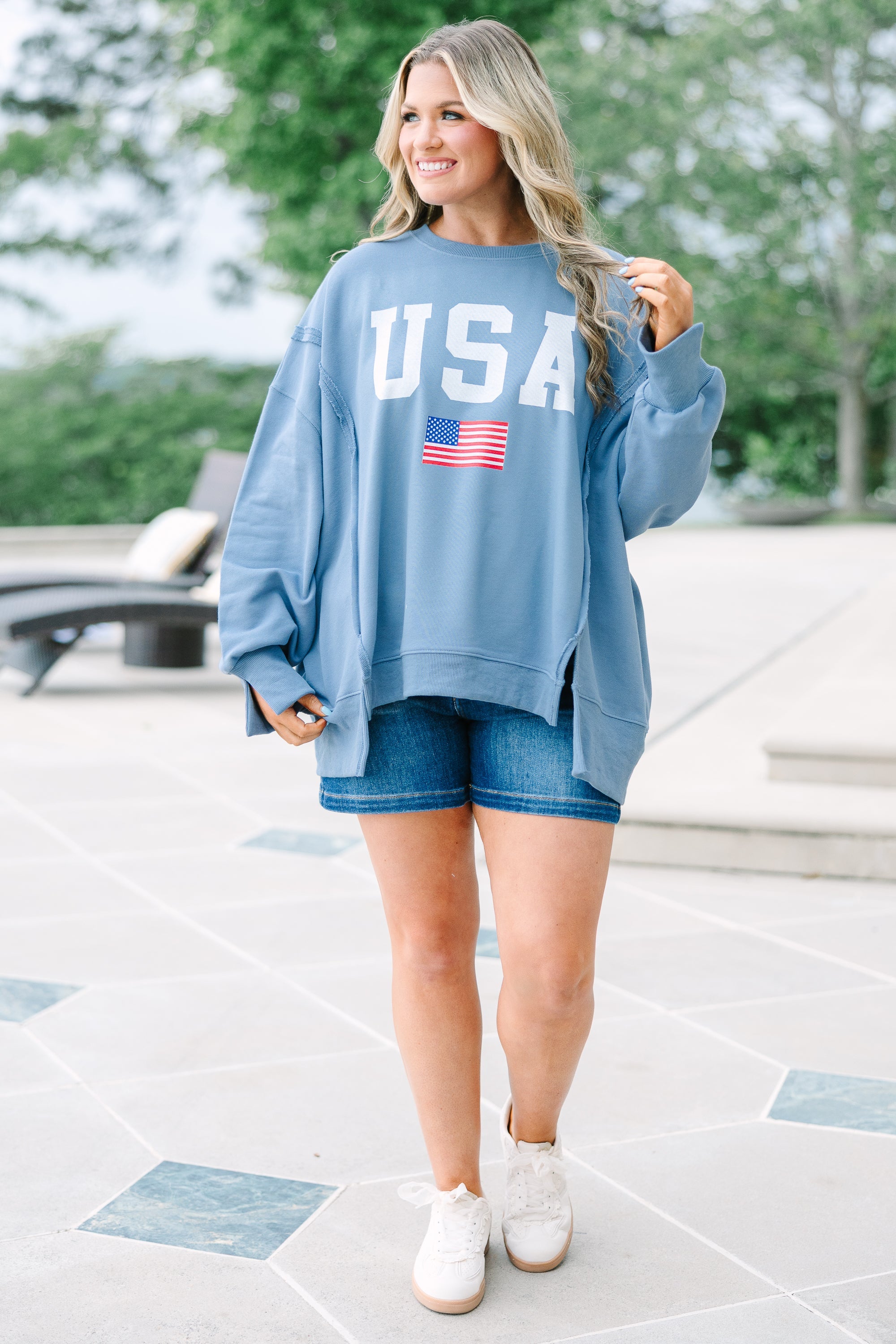 True American Spirit Comfy Crew, Denim