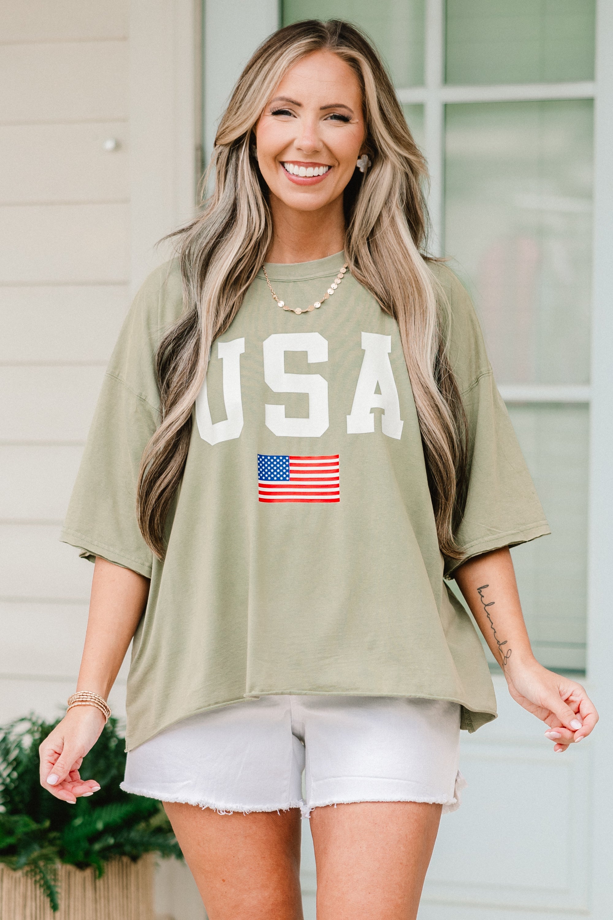True American Spirit Vintage Wash Tee, Army Green