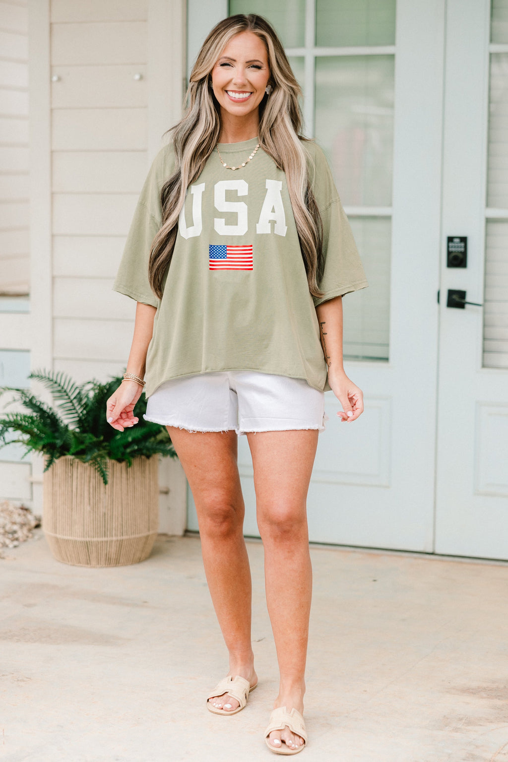 True American Spirit Vintage Wash Tee, Army Green