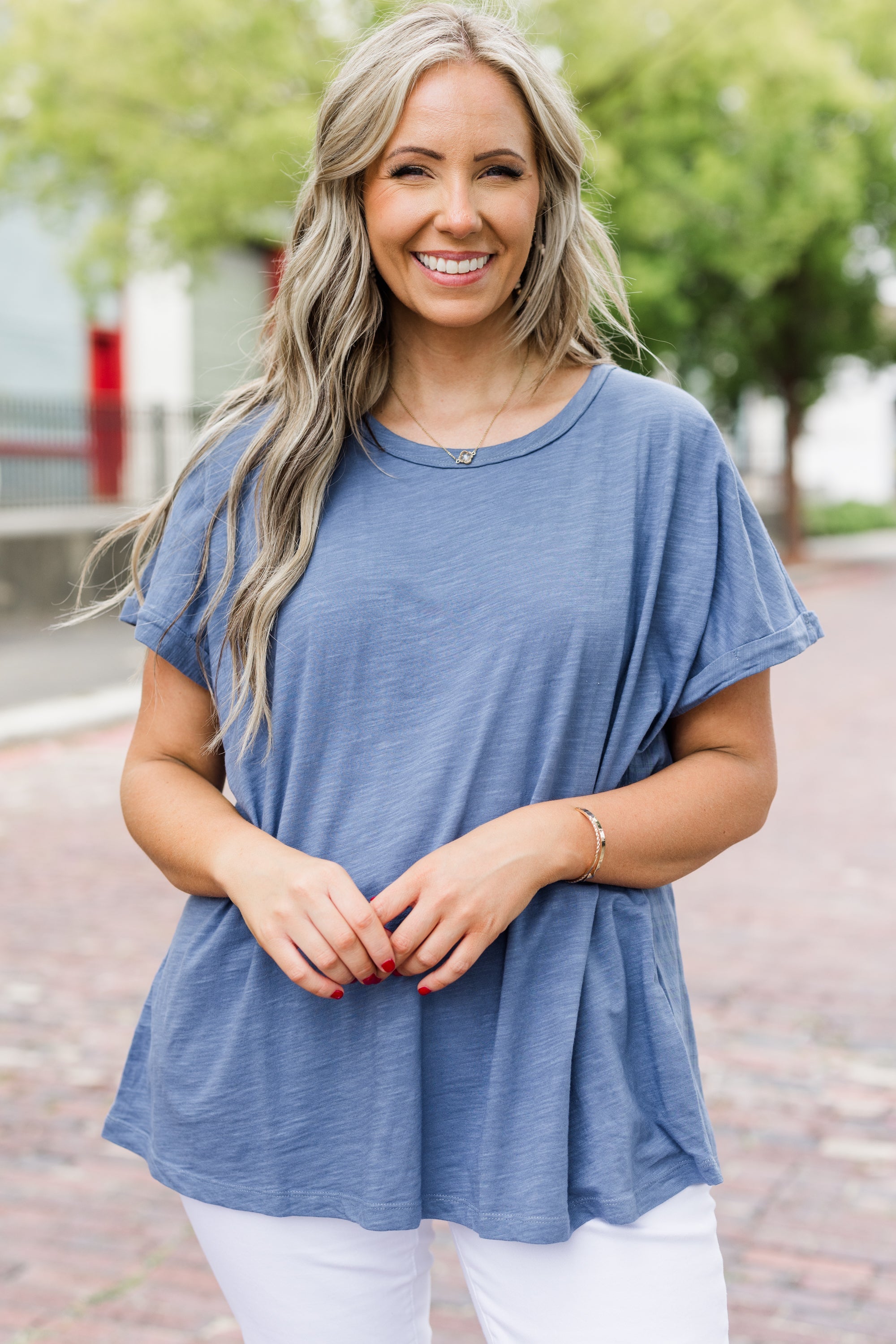 Two Steps Behind Top, Denim