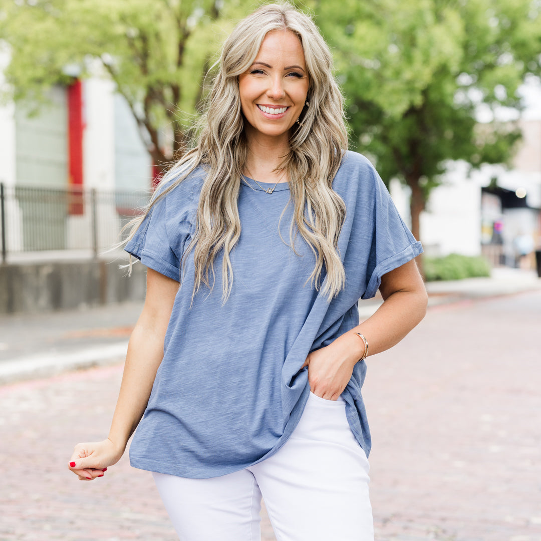 Two Steps Behind Top, Denim