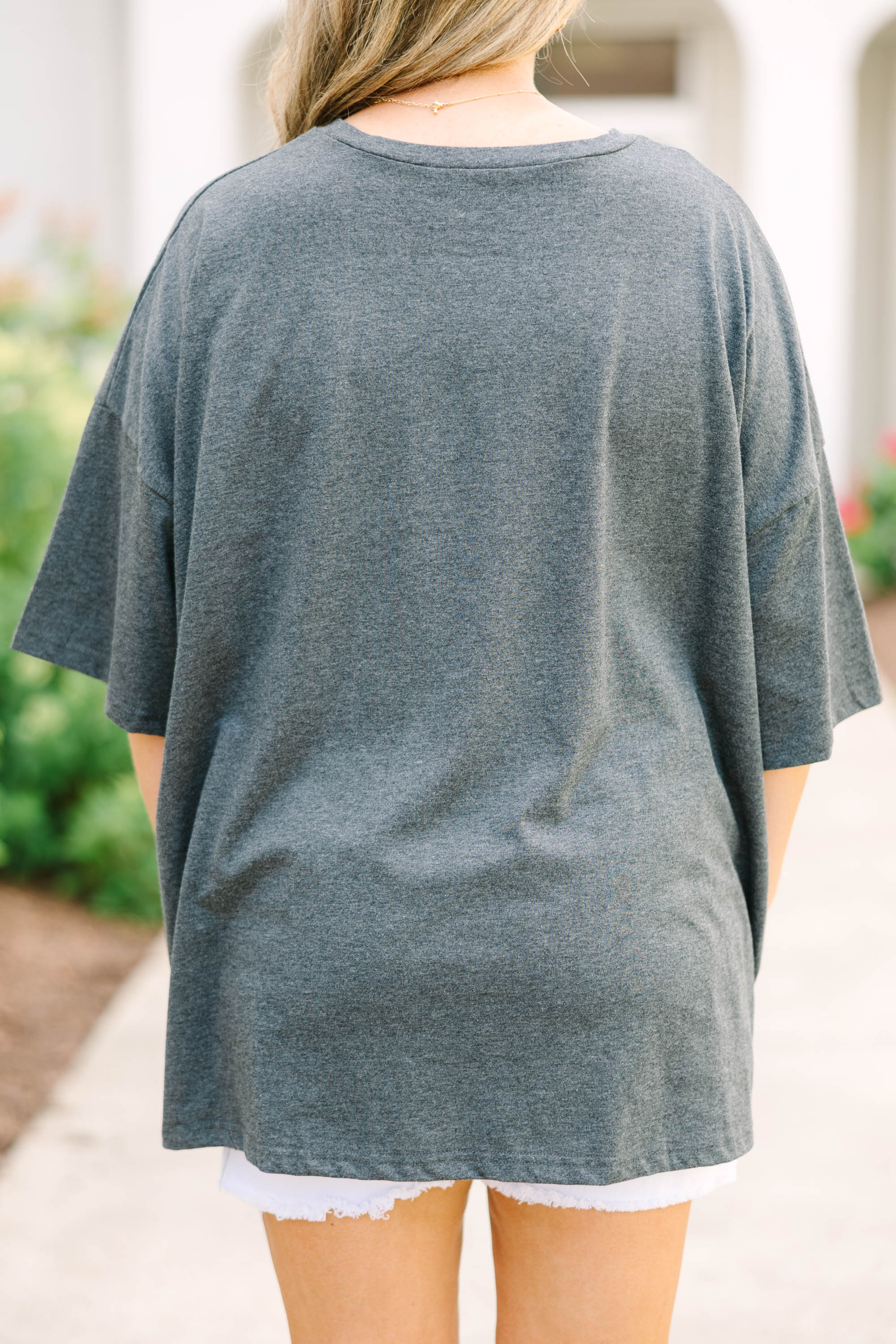 USA Leopard Boyfriend Tee, Charcoal