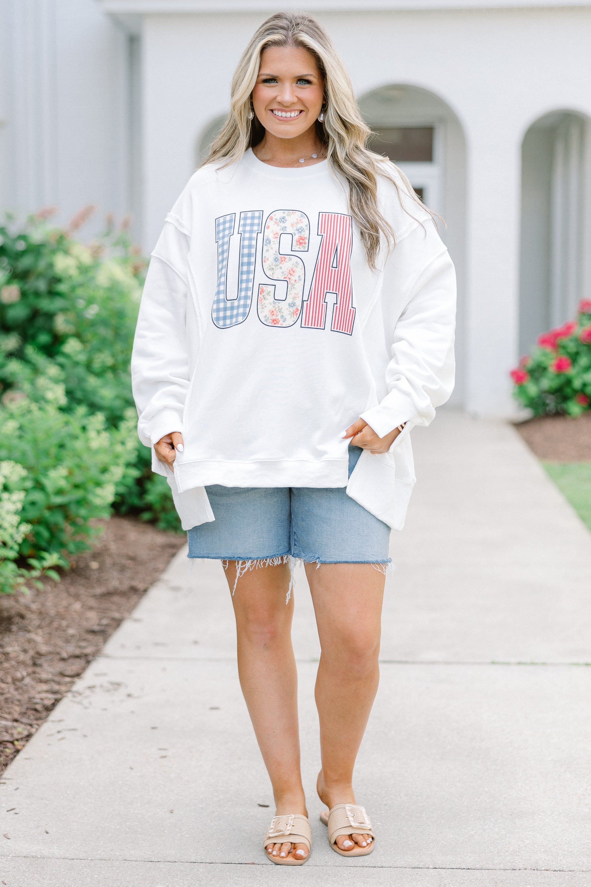 USA Patchwork Comfy Crew, Ivory
