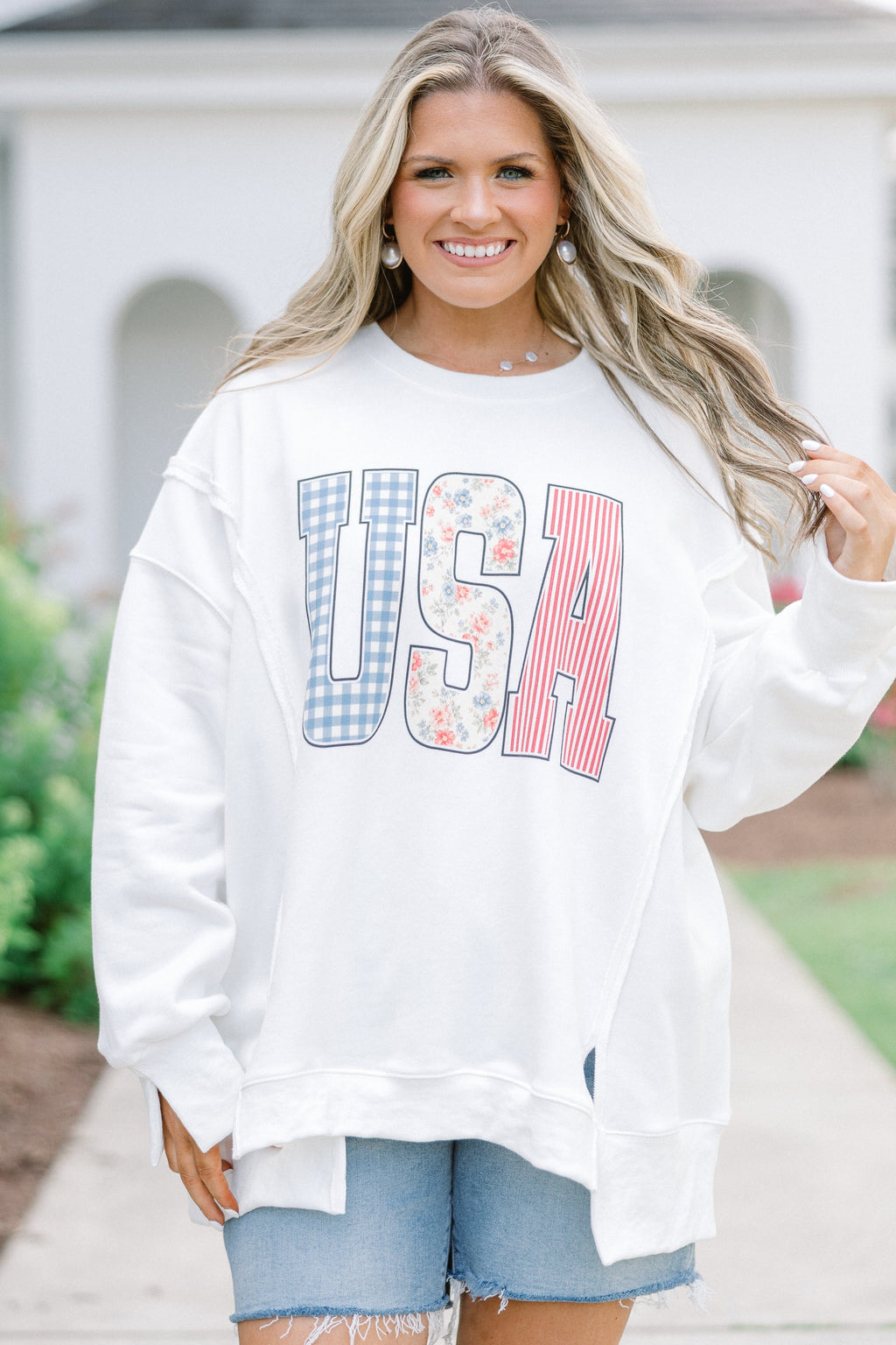 USA Patchwork Comfy Crew, Ivory