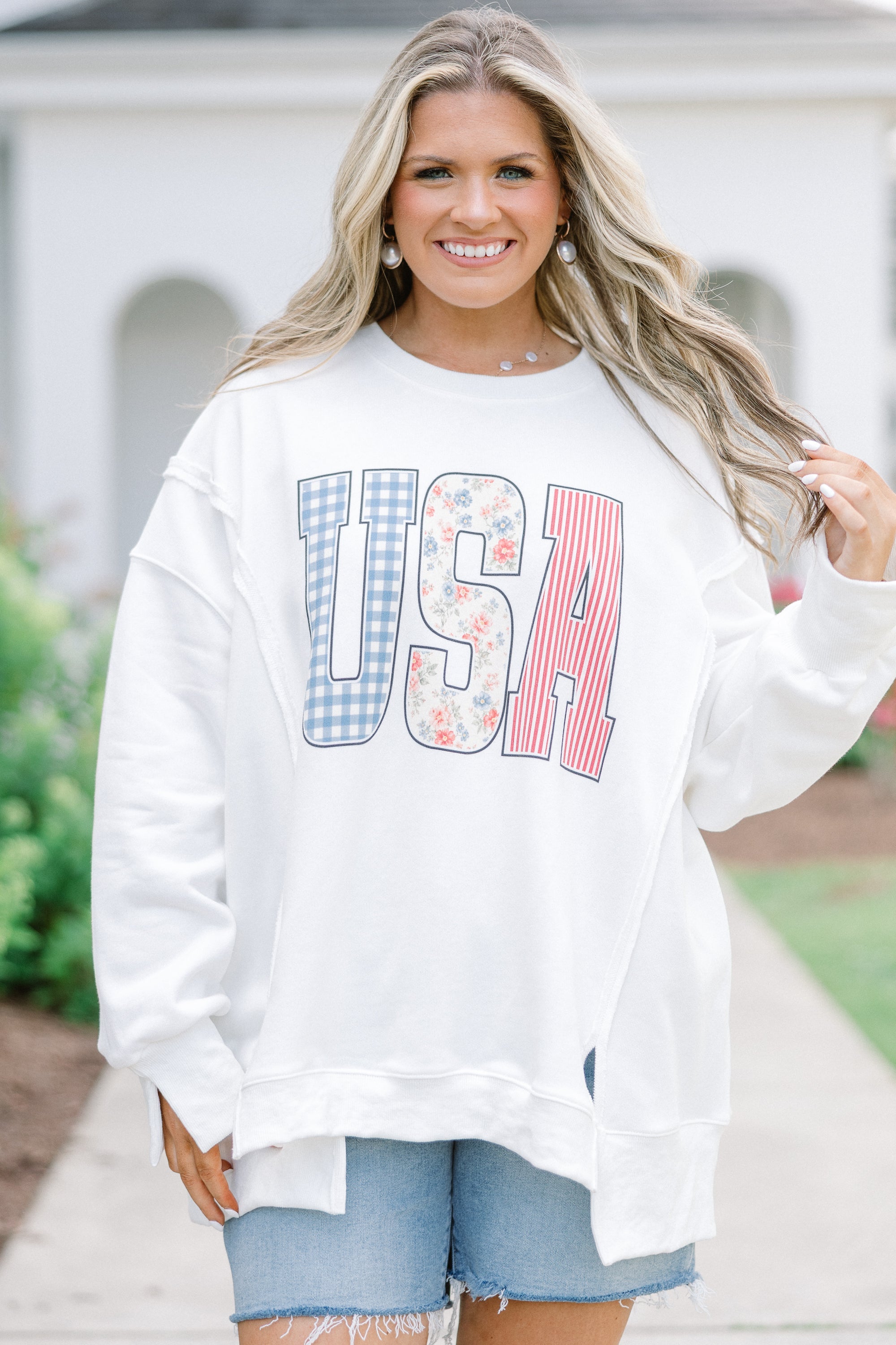 USA Patchwork Comfy Crew, Ivory