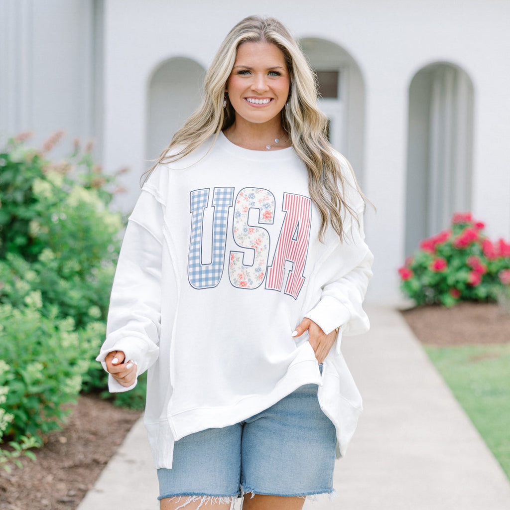 USA Patchwork Comfy Crew, Ivory