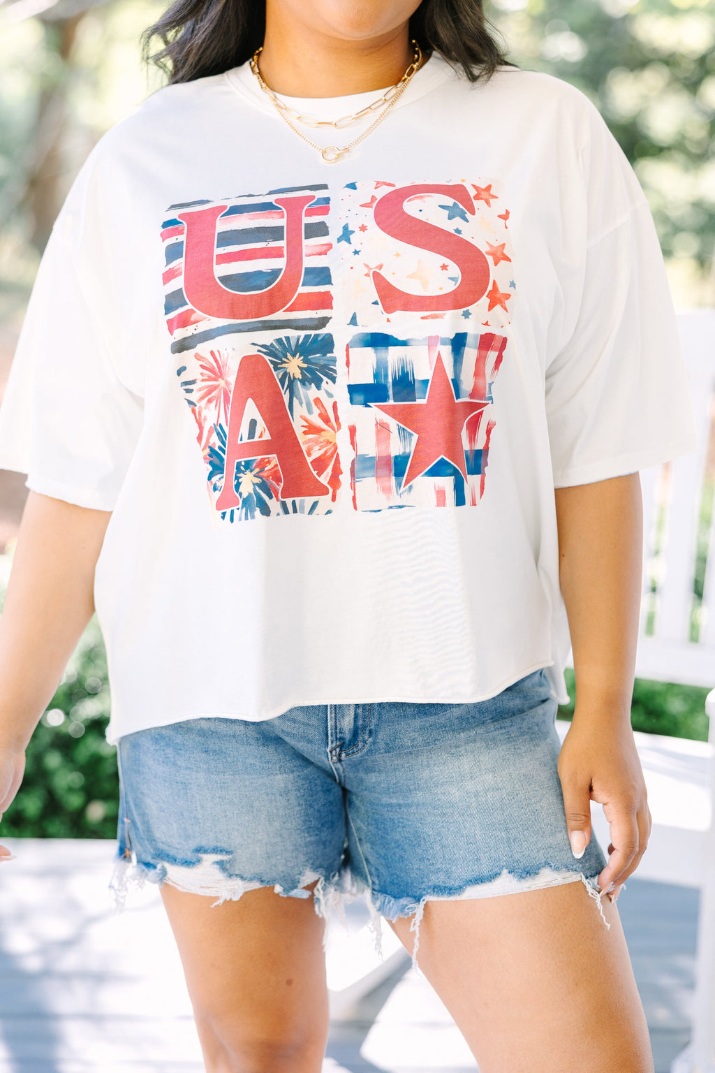USA Party Vintage Wash Tee, White