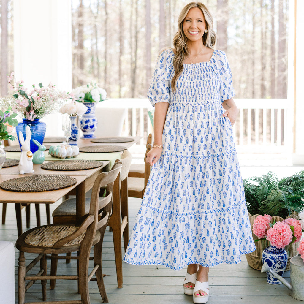 Under The Hibiscus Maxi Dress, Blue