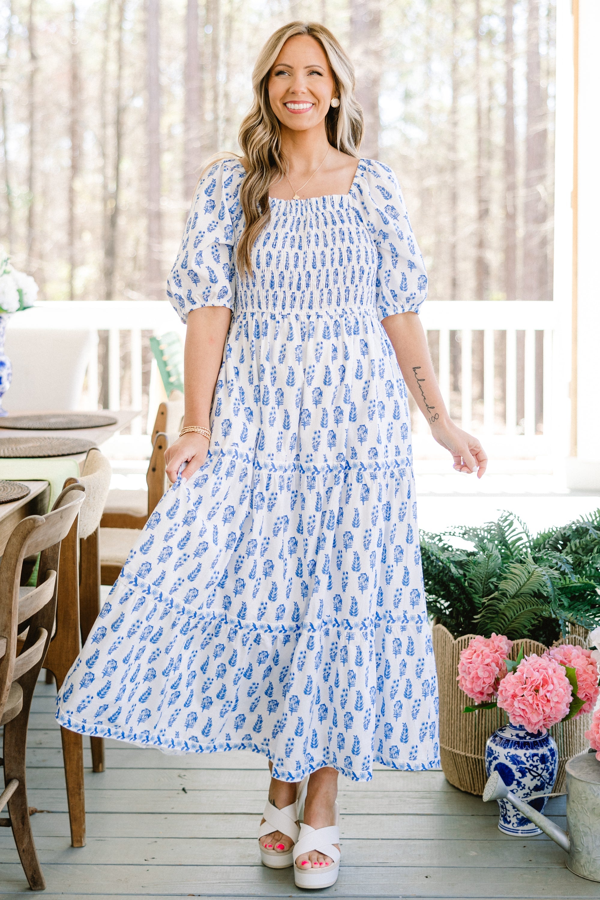 Under The Hibiscus Maxi Dress, Blue