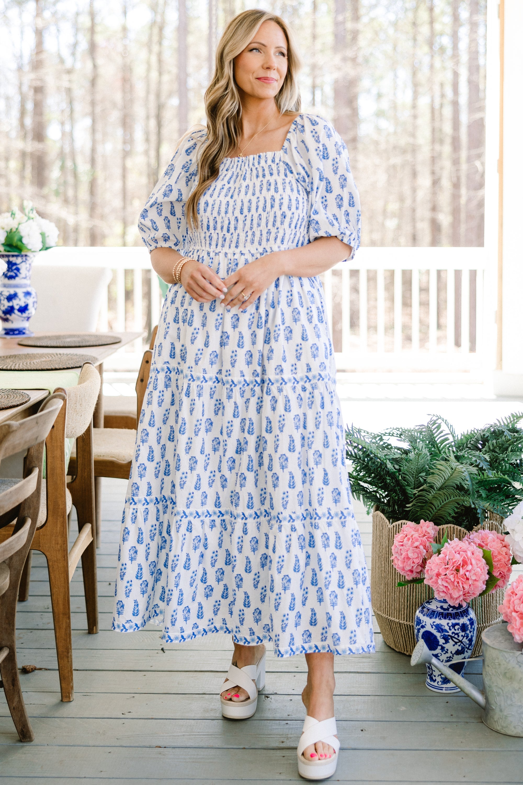 Under The Hibiscus Maxi Dress, Blue
