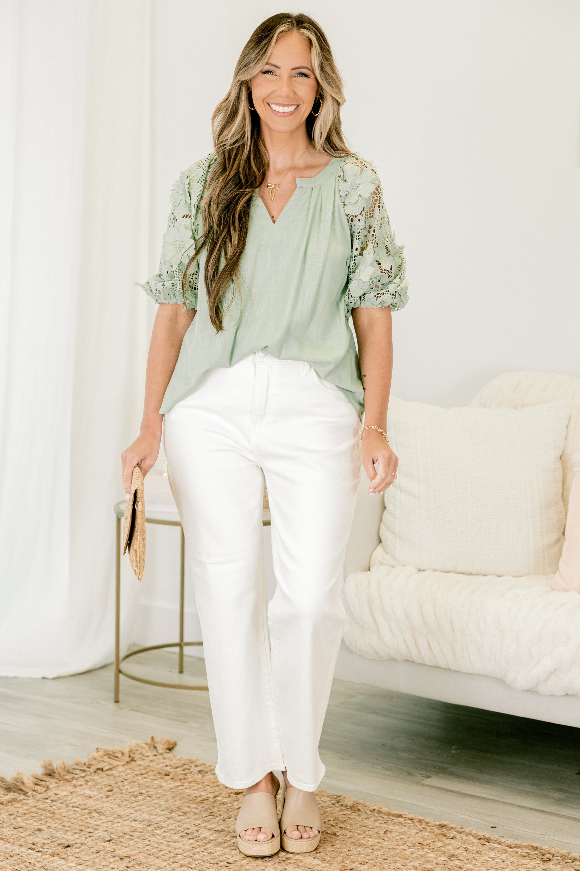 Under The Neon Moon Jeans, White
