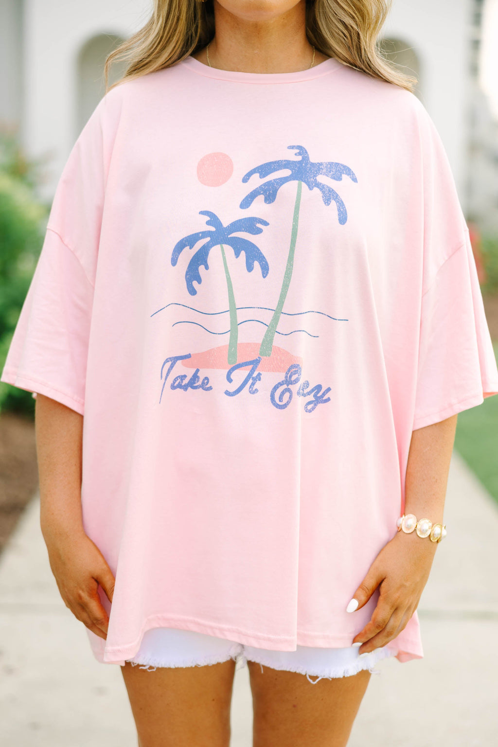 Under the Palm Trees Boyfriend Tee, Dusty Pink