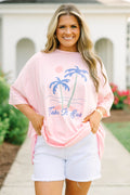 Under the Palm Trees Boyfriend Tee, Dusty Pink