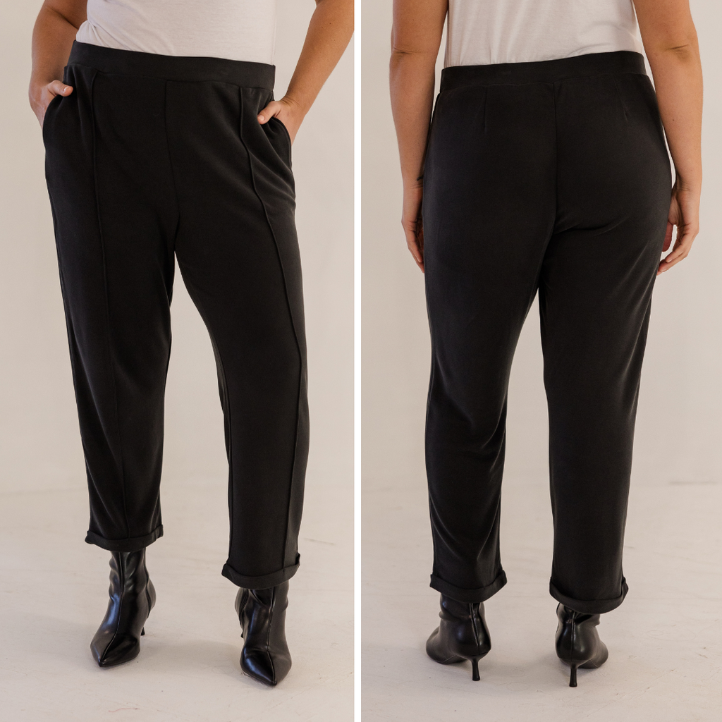 Chloe Pintuck Taper Pant, Black