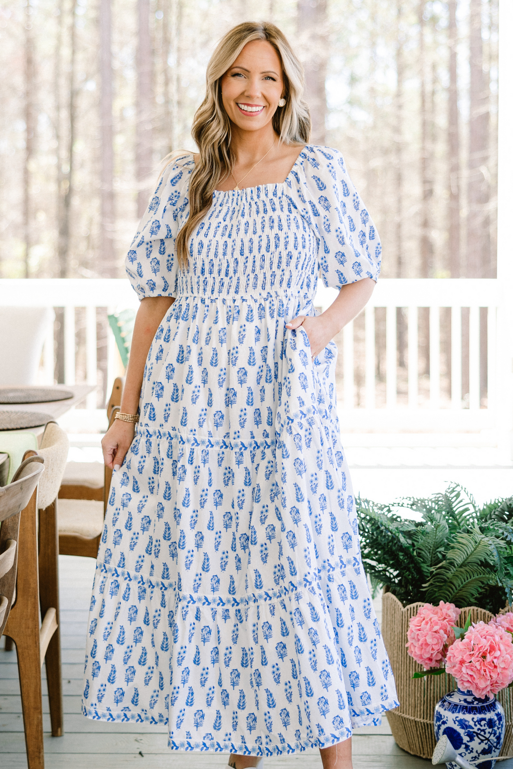 Under The Hibiscus Maxi Dress, Blue
