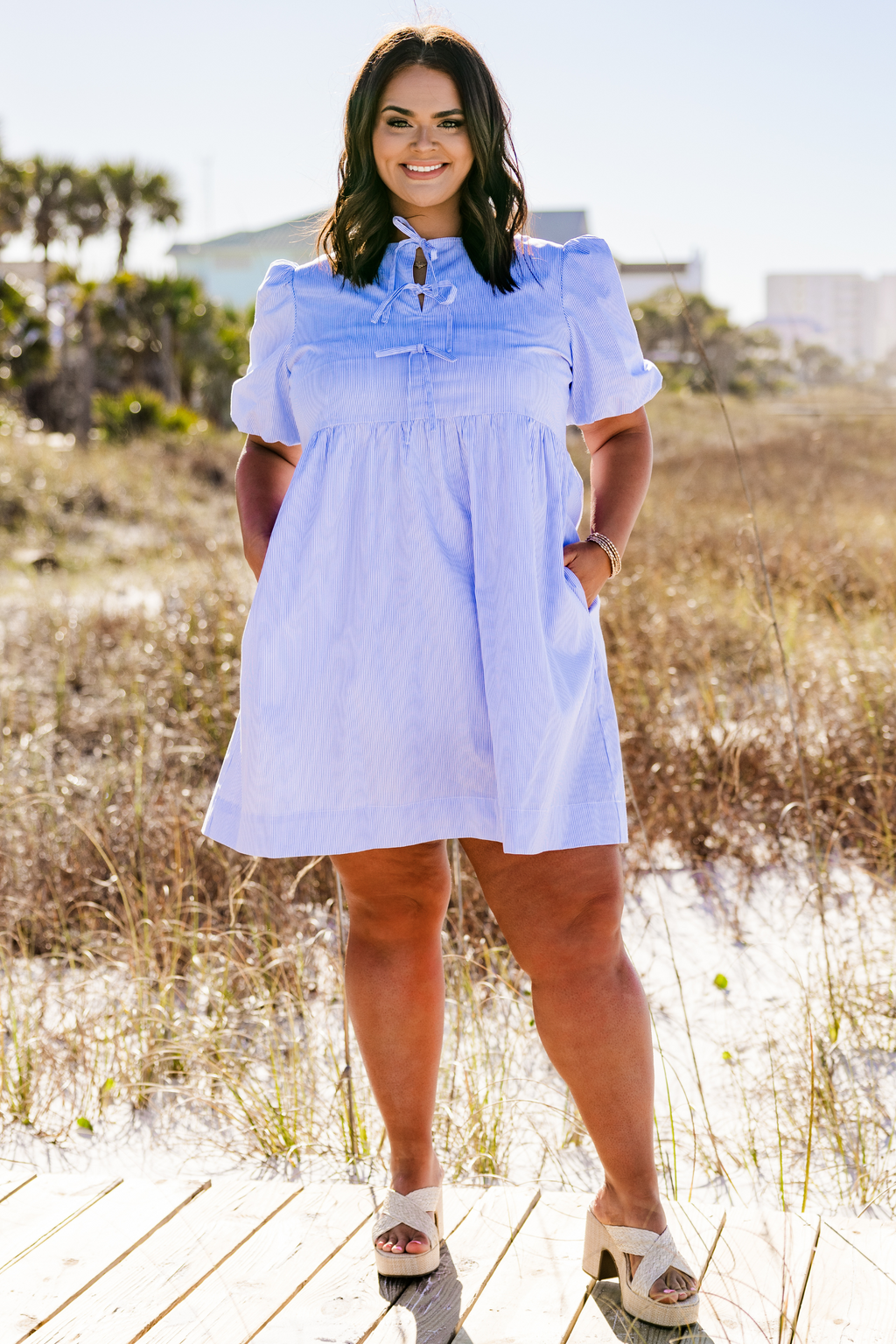Groove In The Heart Dress, Blue Stripe