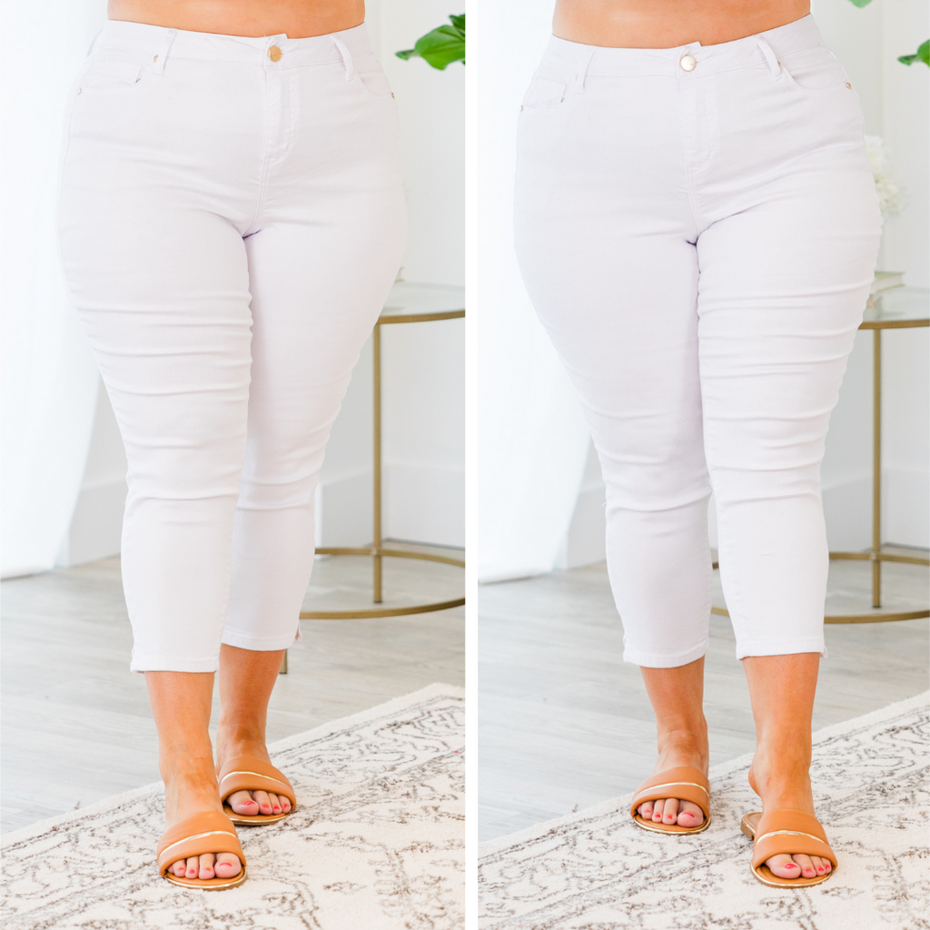 1822 Denim: Carolina Lily Capris, White