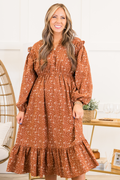 Memorize Today Dress, Rust Floral